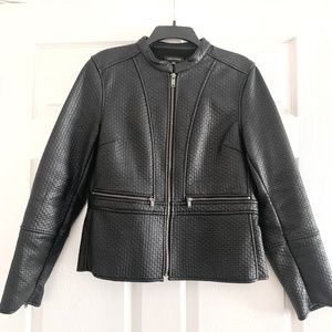 Lord and Taylor Faux Textured Leather Moto Jacket Size 8